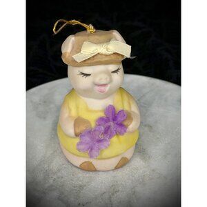 vintage Giftco porcelain pig bell ornament